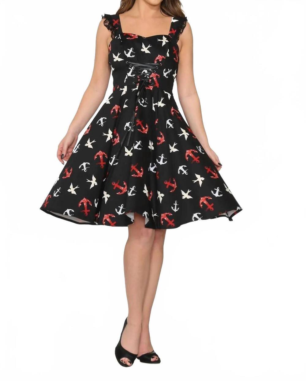NEW ORCHID BLOOM swallow swing dress in black
